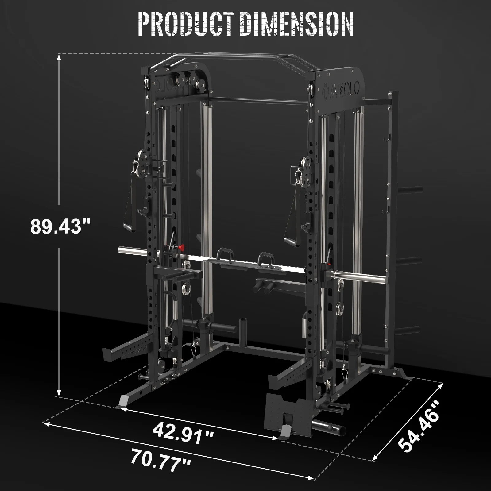 Smith Machine Home Gym, 2100LBS Smith Rack with Cable Crossover and 800LBS Weight Bench, Home Gym Equipment