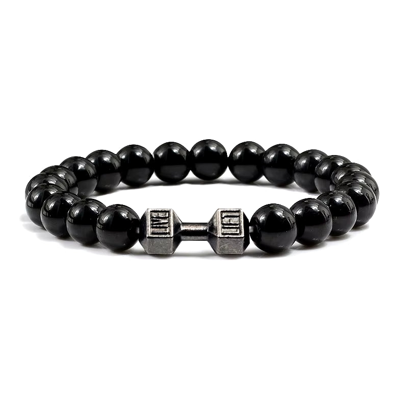 Gym Dumbbells Beads Bracelet Natural Stone Barbell Energy Weights Bracelets for Women Men Couple Pulsera Wristband Jewelry Gift